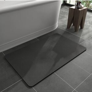 NWT Bath Mat Rubber Non Slip Absorbent Quick Dry Bathroom 16” x 24” DARK GRAY